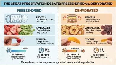 Freeze dried versus Dehydrated